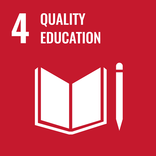UN Sustainable Development Goal 4: Quality Education logo.