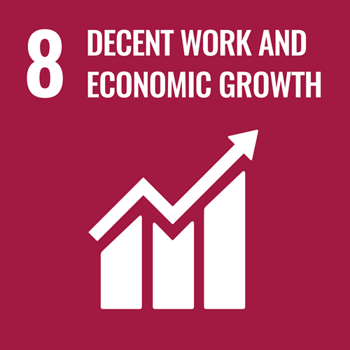 UN Sustainable Development Goal 8: Decent Work and Economic Growth logo.