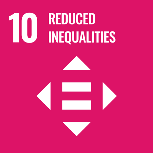 UN Sustainable Development Goal 10: Reduced Inequalities logo.